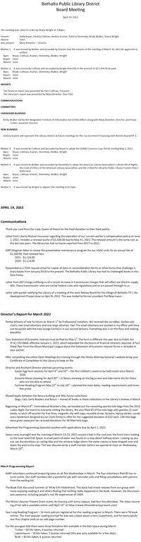 April 14, 2022 - Board Minutes