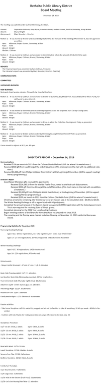 December 14, 2024 - Board Minutes