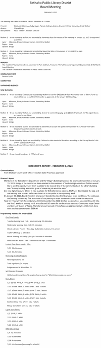 February 9, 2023 - Board Minutes