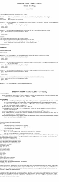 October 17, 2024 - Board Minutes