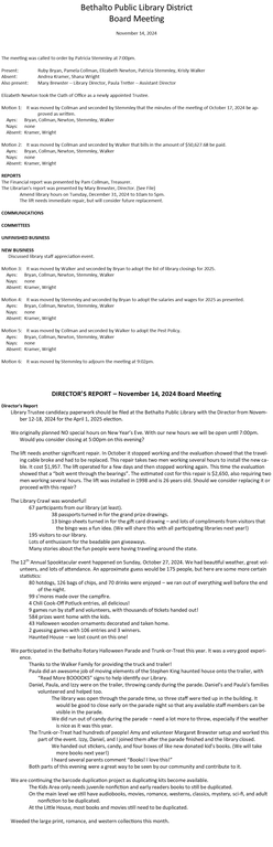 November 14, 2024 - Board Minutes
