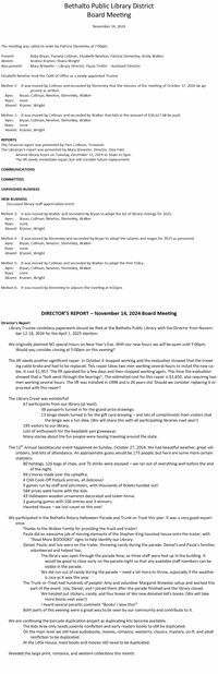 November 14, 2024 - Board Minutes