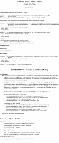December 12, 2024 - Board Minutes