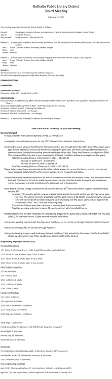 February 13, 2025 - Board Minutes