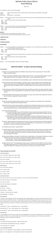 May 8, 2025 - Board Minutes