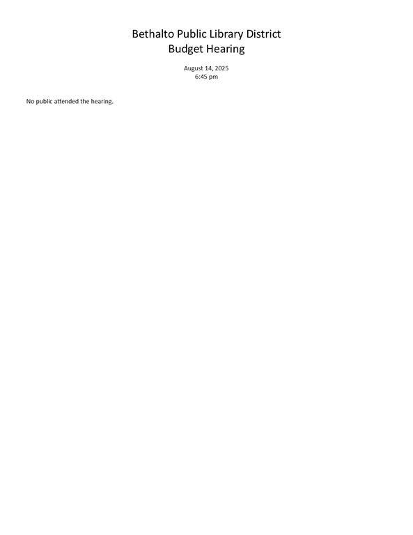 August 14, 2025 - Budget Hearing Minutes