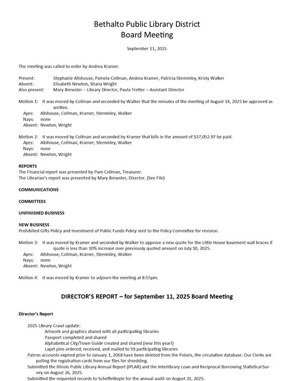 September 11, 2025 - Board Minutes