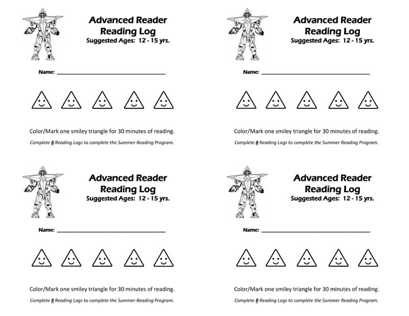 2017 Summer Reading Program Reading Logs - Advanced Readers.jpg