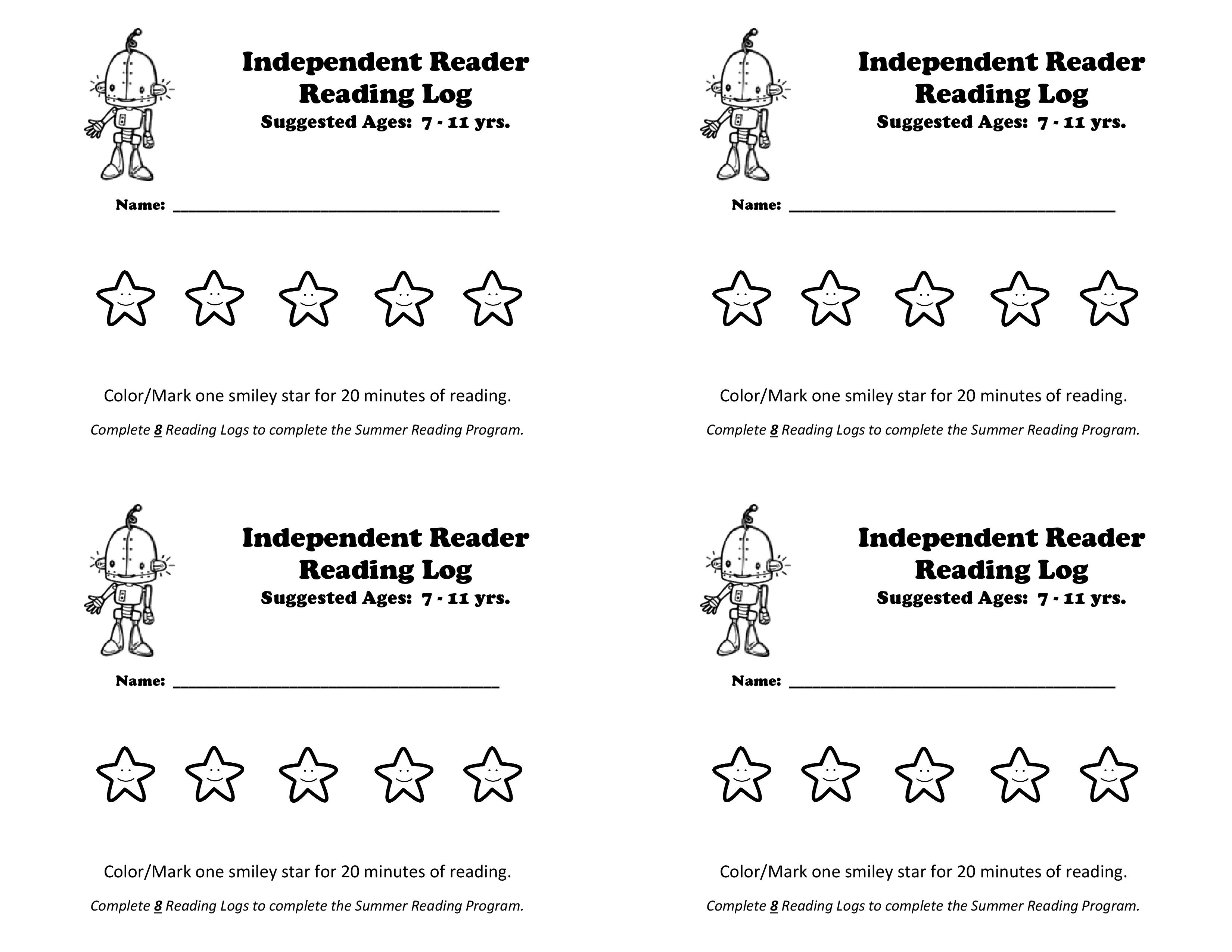2017 Summer Reading Program Reading Logs - Independent Readers.jpg