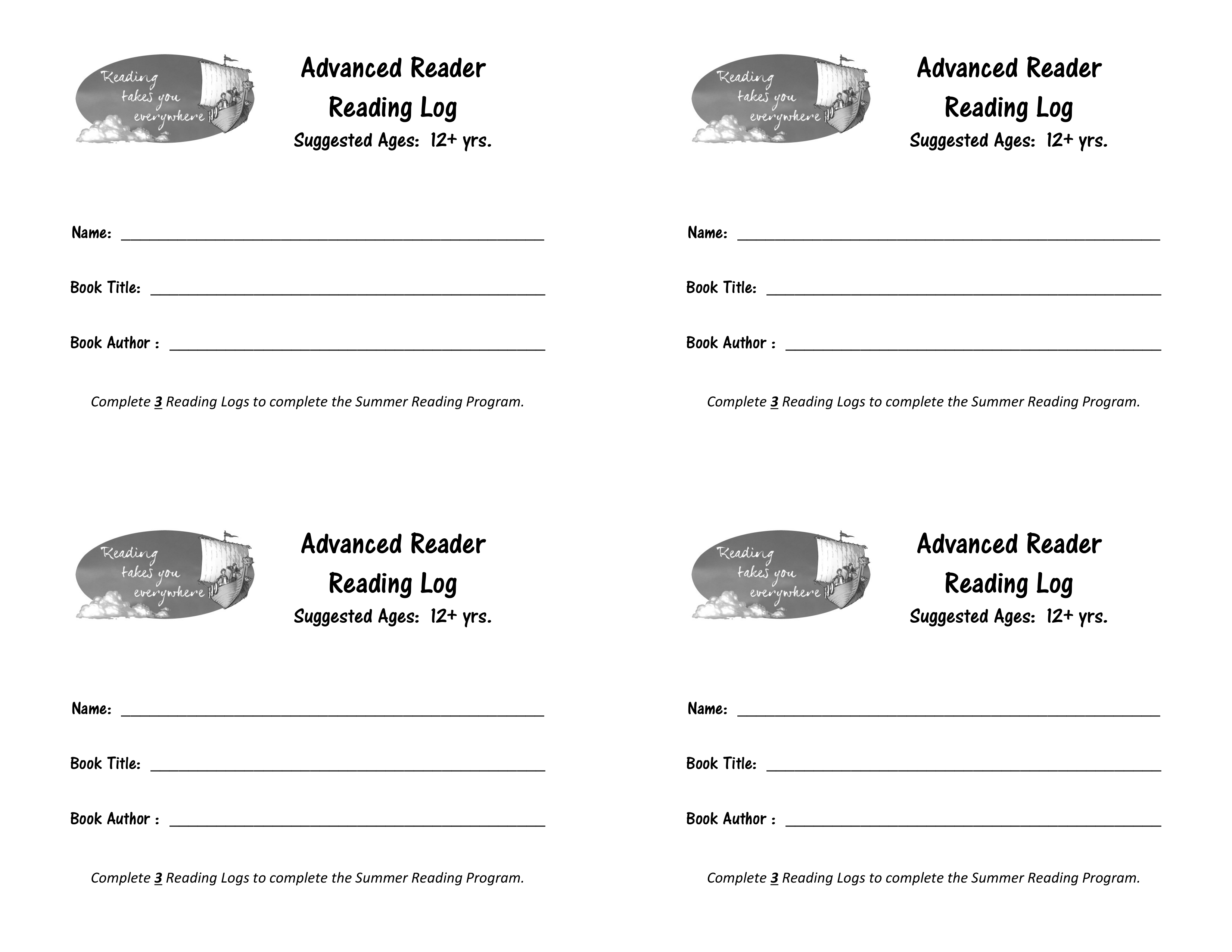 2018 Summer Reading Program Reading Logs - Advanced Readers.png