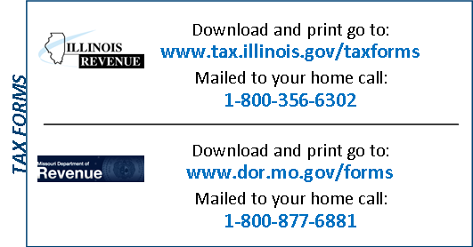 Tax Form Phone Numbers - Back